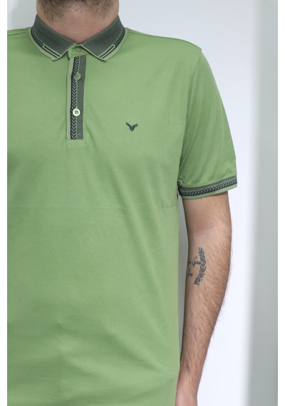 Dmctekstil Santa Erkek Düz Spor Kesim Rahat Kalıp Polo Yaka T-shirt Yeşil