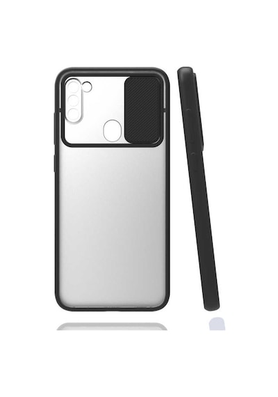 Noktaks Samsung Galaxy Uyumlu A11 Kılıf Slayt Sürgülü Arkası Buzlu Lensi Kapak Lila T15437