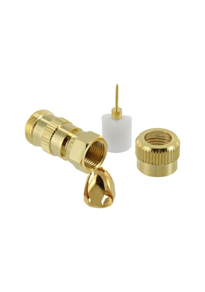Rg-6/U-6 Konnektör - F - Erkek - Gold - Vidalı