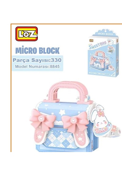 Benisa Shop Loz Micro Block Tavşan Figürlü Seri Mavi Çanta Yapım Serisi 330 Parça  Çanta Yapım Seti