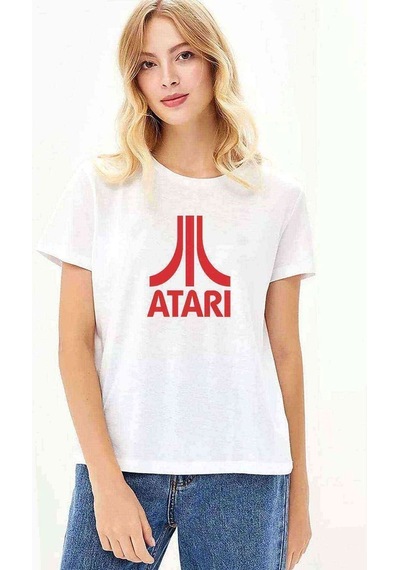 Atari Logo Baskılı Beyaz Kadın Tshirt (534304614)