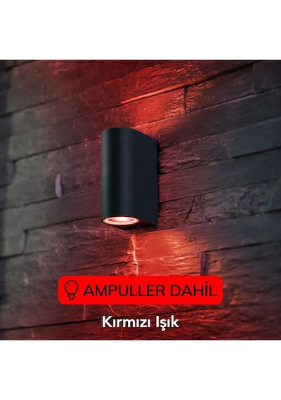 Dekoratif Çift Yönlü Siyah Aplik - Kırmızı Işık - Ampuller Dahil Diğer