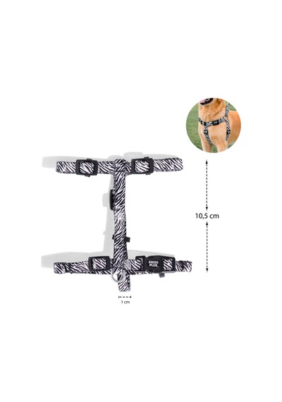 Swissplus Urban Paws Zebra Black Geri Dönüştürülmüş H-tipi Köpek Göğüs Tasması-xs Beyaz - Siyah