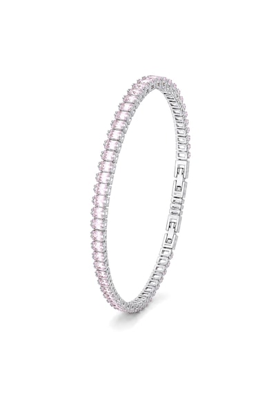 4mm Zirkon Taşlı Ayarlanabilir Su Yolu Kadın Bileklik Gümüş - Pembe