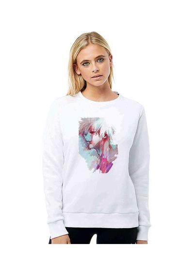 Anime Tokyo Ghoul Anteiku Baskılı Beyaz Kadın Sweatshirt (528341540)