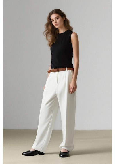 DeFacto 	Carrot Fit Gabardin Kumaş Pantolon Kemerli Yüksek Bel Kısa Paça D2732AX25SPWT32