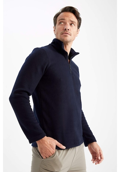 DeFacto Lacivert Tüylenme Yapmayan Soğuk Geçirmez Regular Fit Dik Yaka Fermuarlı Polar Sweatshirt Y3996AZNSNV28