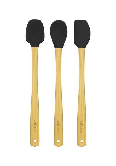 Valletta Indigo 3'lü Siyah Bambu Silikon Spatula Seti Uzun 26 Cm