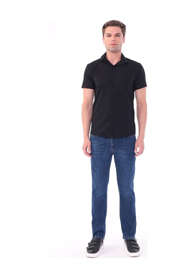 Blayn Jeans Erkek Tint Efekt Diz İzi Yapmayan Pamuklu Esnek Denim Jean Kot Pantolon Regular Kalıp Koyu Lacivert