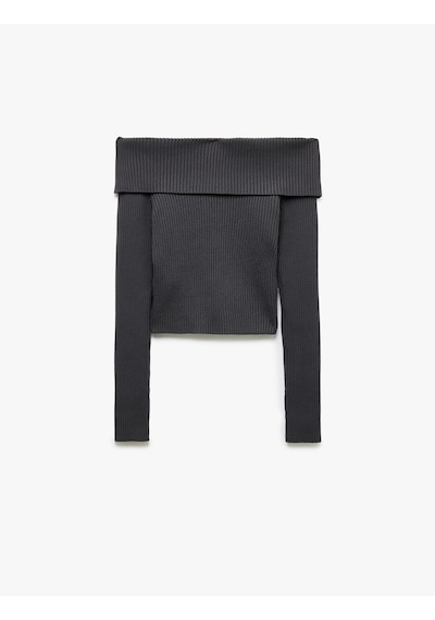 Koton Slim Fit Uzun Kollu Omzu Açık Madonna Yaka Triko Kazak Antrasit 5sal90022ht Antrasit Koton Slim Fit Uzun Kollu Omzu Açık Madonna Yaka Triko Kazak Antrasit 5sal90022ht Antrasit