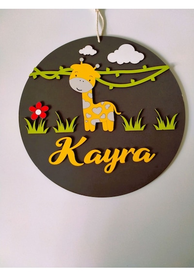 Çocuk Oda Kapı İsme Özel Süs Sarı