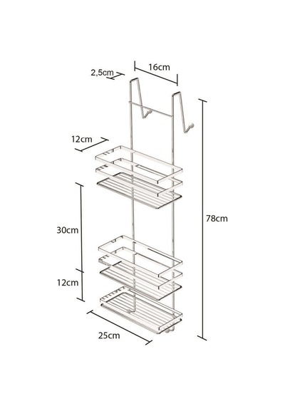 Geseus Üç Katlı Asmalı Banyo Duş Rafı Krom Lm580