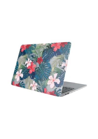 Macbook Air 13 İnç Kılıf A1369 A1466 Uyumlu Çiçek Desenli Hard Case Sert Koruyucu Kapak Printed Floral Laptop Kılıfı 2010-2017 Yeşil