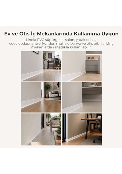 Linela Suya Dayanıklı Pvc Süpürgelik 8 Cm - Beyaz - Lnl401