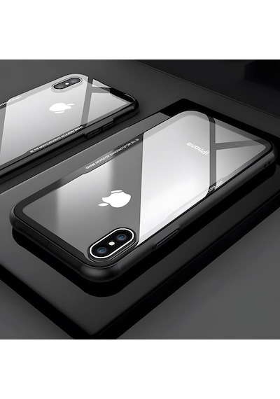Apple Uyumlu iPhone Xs Max 6.5 Kılıf Kenarları Silikon Arka Kısım Temperli Cam Craft Kılıf 001