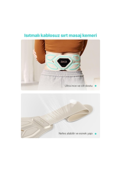 Skg W9 Pro Tens-Ems Bel Ve Sırt Masaj Aleti, Isı Terapisi-Termoterapi, Fototerapi Bel Kemeri Krem