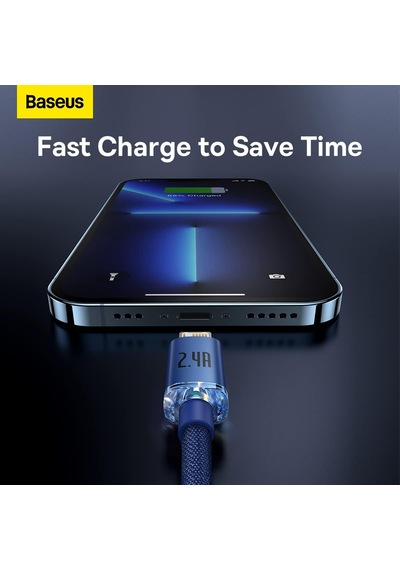 Crystal Shine Fast Charging 2.4a Lightning Kablo 1.2m-mavi Diğer
