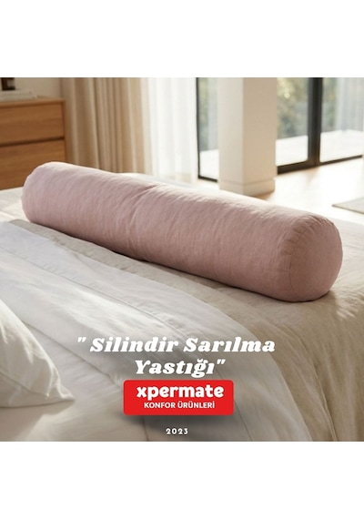 Xpermate Sarılma Yastığı Bacak Arası Yastığı Silindir 150cm Pembe