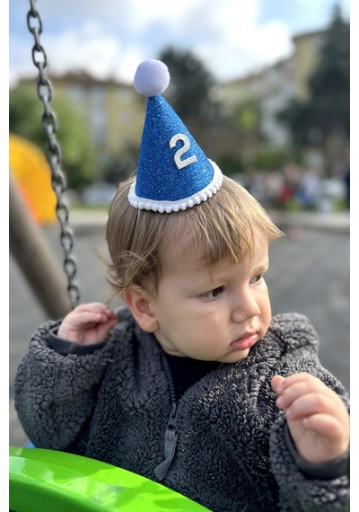 Mavi Altı Ay Kınası Yarım Yaş 1/2 Çocuk Mini Şapka Tüm Yaşlar