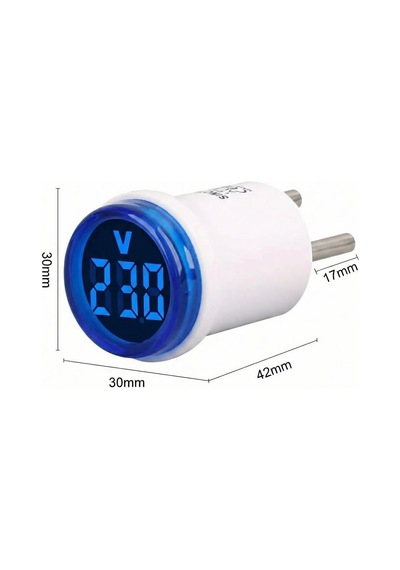 Ac 220v Voltmetre Yuvarlak Mavi Eu Plug Prize Takılabilir Fiş Gerilim Şebeke Test Led Voltaj Göster