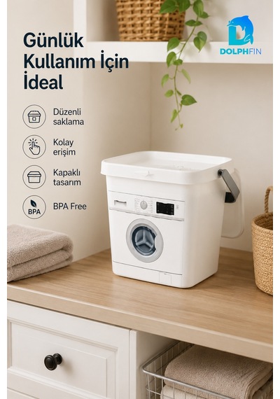 Multibox 6 L Çamaşır Deterjanı Saklama Kabı Kapaklı Taşıma Saplı Bpa Free Beyaz