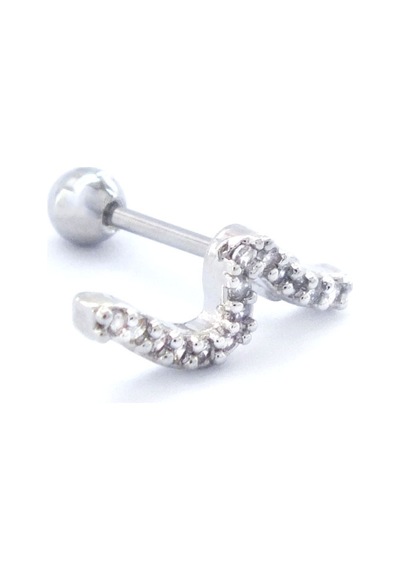 Ferizz 316l Çelik Zirkon Taşlı Piercing Prc-181 Gümüş