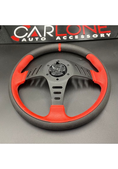 Momo Spor Yarış Direksiyonu 32cm Kırmızı Yüzük ve Detaylı-Yarıklı Model