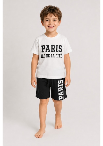 Laciel Prs Laciel Paris Erkek Çocuk Paris Baskılı Beyaz Tişört Siyah Şort Oversize 2'li Takım Laciel Prs Laciel Paris Erkek Çocuk Paris Baskılı Beyaz Tişört Siyah Şort Oversize 2'li Takım