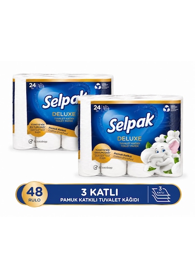 Selpak Deluxe Tuvalet Kağıdı Pamuk Katkılı 48 Rulo