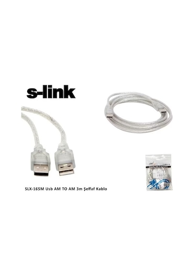 S-lınk Sl-165m, İki Ucu Erkek M/m Usb Kablosu, Usb To Usb 2.0 Kablo, 3mt