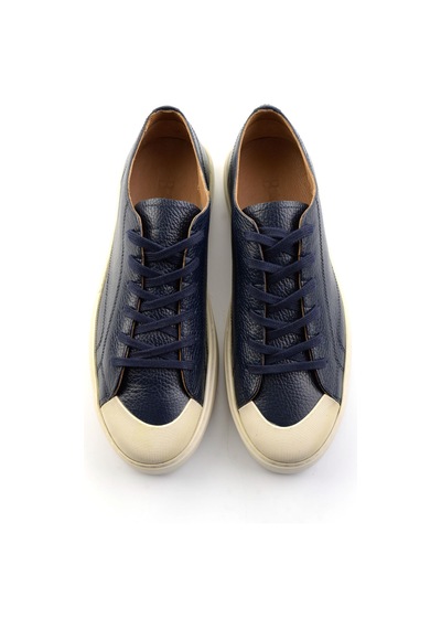 Lacivert Hakiki Deri Erkek Sneaker E01549003440 Lacivert