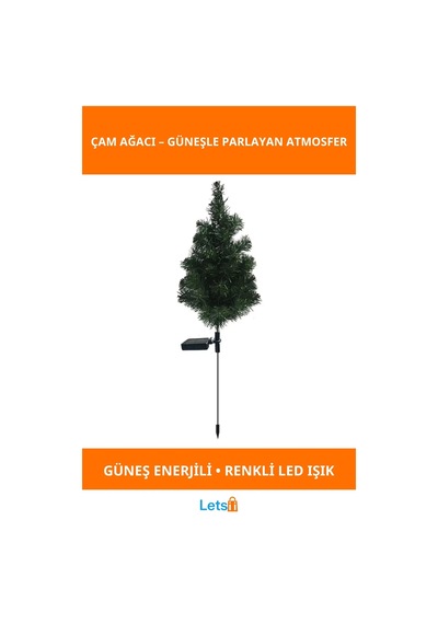 Güneş Enerjili Dekoratif Çam Ağacı Led Aydınlatma Dış Mekan