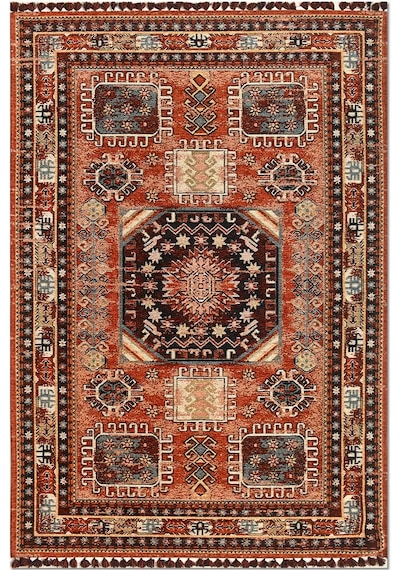 Narhan Kiremit Oturma Odası Salon Robot Süpürge Uyumlu Kolay Temizlenebilir Nostaljik Kilim Hali