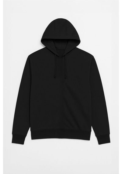 Markapia Erkek Kapüşonlu İçi Polarlı Sweatshirt Siyah