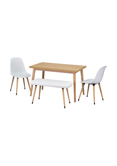 Vilinze Eames Sandalye-bank Avanos Ahşap Mdf Mutfak Masası Takımı - 70x120 Cm Beyaz Vilinze Eames Sandalye-bank Avanos Ahşap Mdf Mutfak Masası Takımı - 70x120 Cm Beyaz