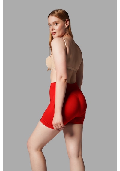 Fit Women Push Up Seamless Dikişsiz Popo Kısa Paçalı Korse 2064 Kırmızı