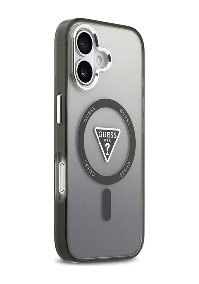 Apple Uyumlu iPhone 17 Kılıf Guess Lisanslı M-safeli Iml Baskılı Üçgen Logolu Metal Kamera Çerçeveli Siyah Siyah