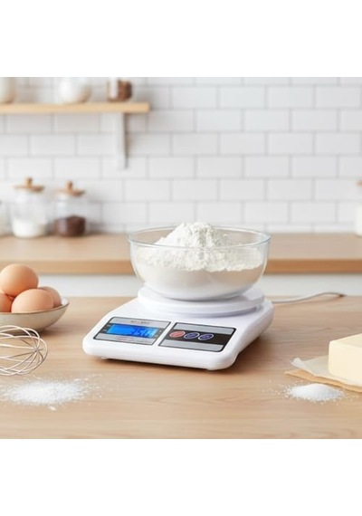 Dijital Mutfak Terazisi 1g Hassas Ölçüm 5000g Kapasite Lcd Ekran Gram Ml Oz Birim Seçimi Tare Fonksiyonlu Açık Bej