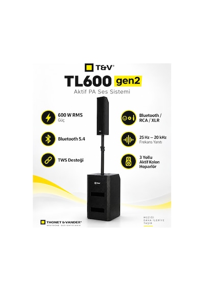 Tl600 Gen2 600w Rms Bluetooth 5.4 Tws Aktif Kolon Pa Ses Sistemi