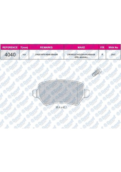 Fren Balatası Arka Wva 23417 Opel Astra H 1.4 1.6 04 Hyundaı Ix20 1.4 16v 1.4c
