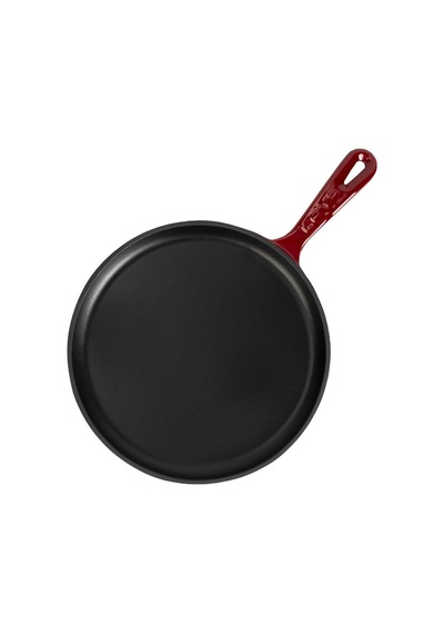 Lava Döküm Yuvarlak Pizza Krep Pankek Tavası Döküm Demir Yekpare Saplı Çap Ø 20cm.-bordo Bordo