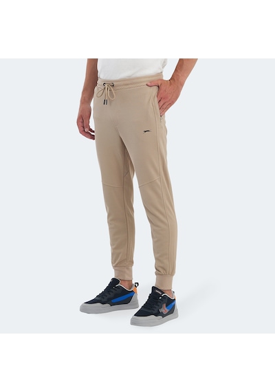 Slazenger PEARCE Erkek Fermuar Cepli Taş Gri Eşofman Altı