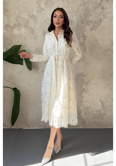 Alemdarshop Bej Taşlı Elbise