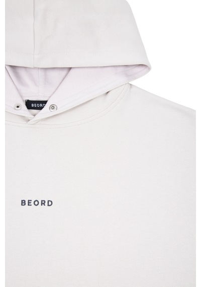 Beord Taş-gri %100 Pamuk Kapüşonlu Sweatshirt Bhd1-139