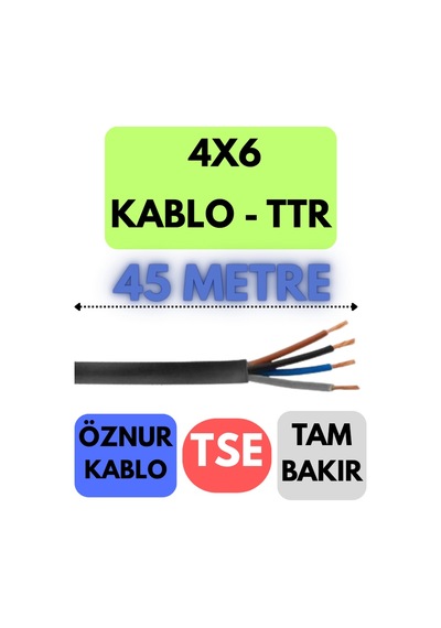 Öznur 4x6 Ttr Kablo Metre Seçenekli Siyah - 45 Metre