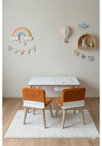 Montessori Çocuk Masası-oyun Masası-aktivite Masası-etkinlik Masası Takımı 2 Turuncu Sandalye Montessori Çocuk Masası-oyun Masası-aktivite Masası-etkinlik Masası Takımı 2 Turuncu Sandalye