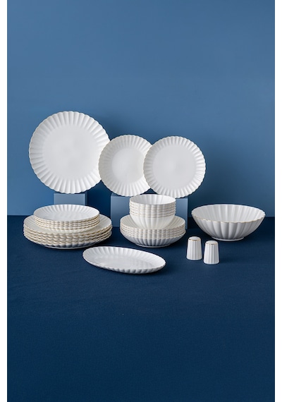 Emsan Perla Fine Bone 53 Parça 12 Kişilik Yemek Takımı Gold Beyaz