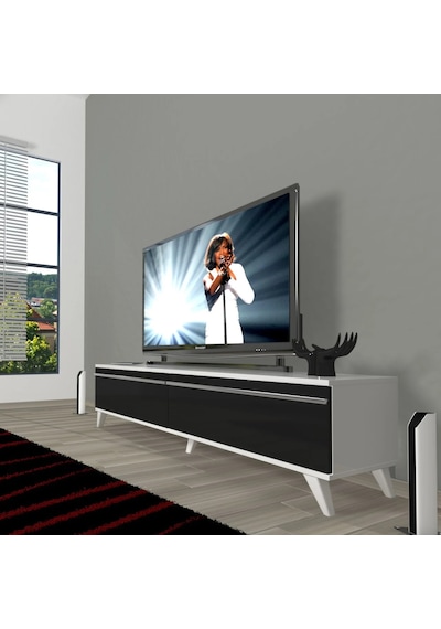 Decoraktiv Eko 140t Mdf Retro Tv Ünitesi Tv Sehpası - Beyaz - Siyah Beyaz - Siyah Decoraktiv Eko 140t Mdf Retro Tv Ünitesi Tv Sehpası - Beyaz - Siyah Beyaz - Siyah