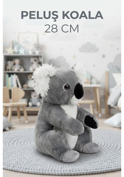 Peluş Koala 28 Cm Sevimli Konforlu: Peluş Uyku Yastığı Ve Sarılma Arkadaşı Dekoratif Oyuncak Gri