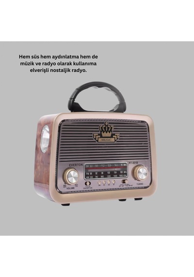 Nostalji Bluetooth Radyo Fm Am Sw Ahşap Eskitme Tasarımlı Led Aydınlatmalı